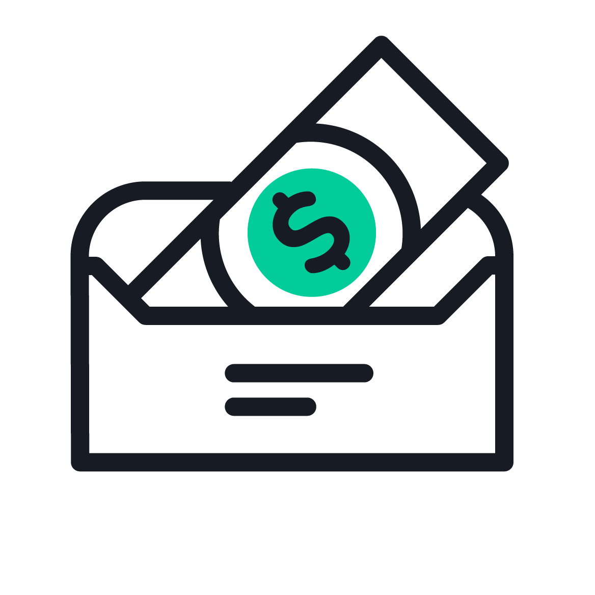 icon post purchase money inside envelope