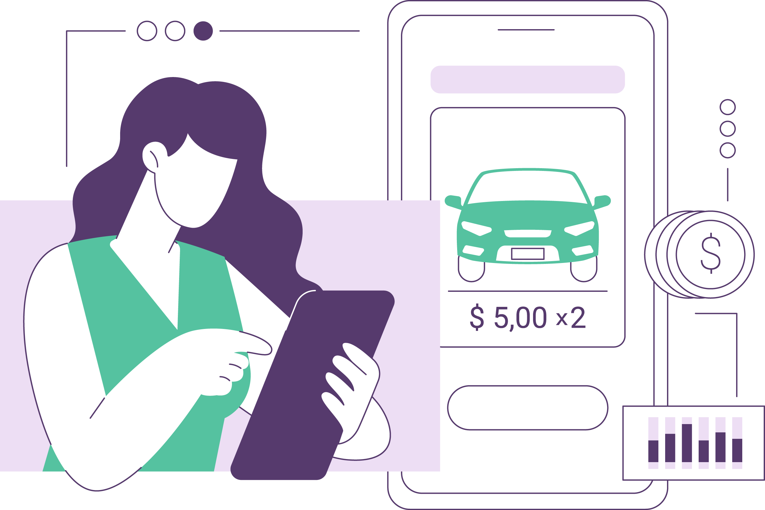 illustration of a woman using an online calculator