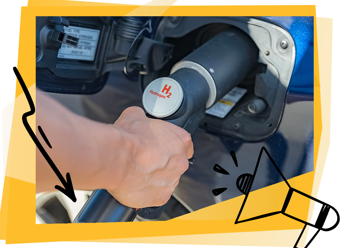 a person fueling a hydrogen vehicle
