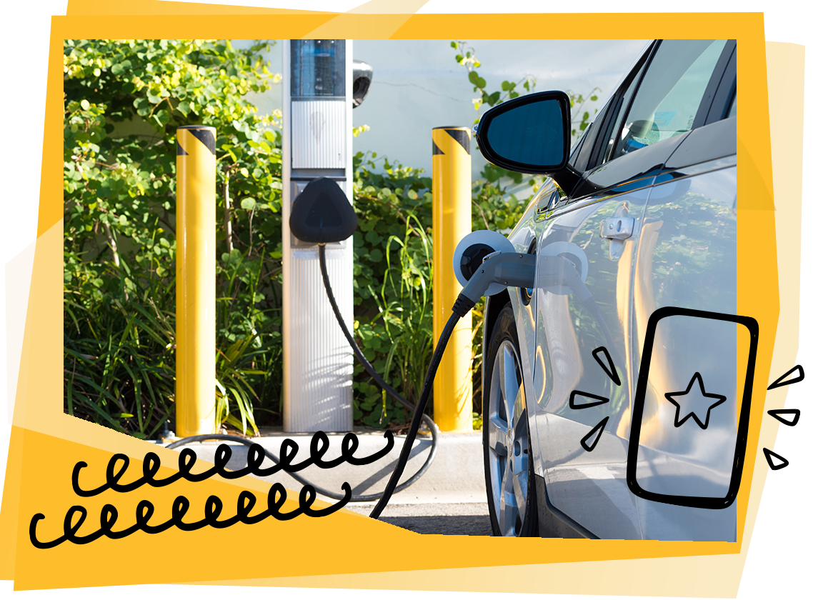a vehicle plugged in a charging station
